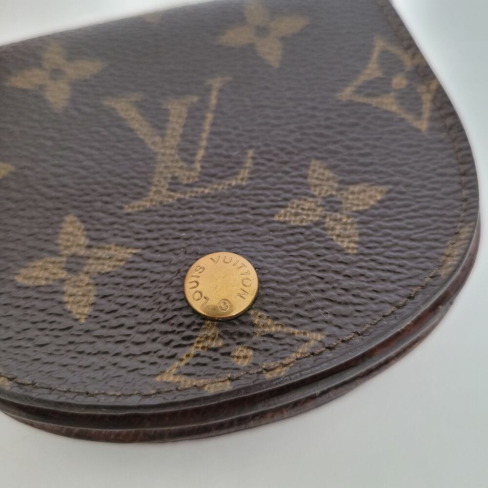 Louis Vuitton Vintage Mini Coin Holder Wallet Small Brown Horseshoe Bifold Logo - Picture 13 of 15